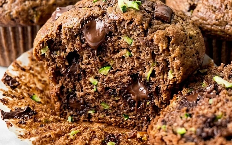 Bakery Style Double Chocolate Zucchini Muffins